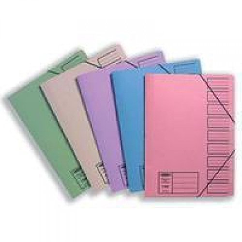 Best Value Concord Compartment File Indexing Elasticated 450gsm 9-Part Foolscap Assorted Ref 19099 [Pack of 10]