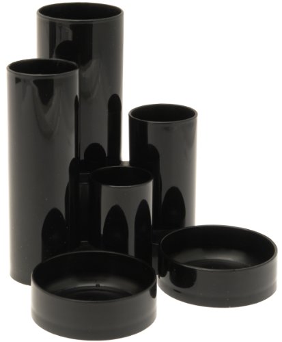 Best Value 5 Star Office Desk Tidy with 6 Compartment Tubes Black