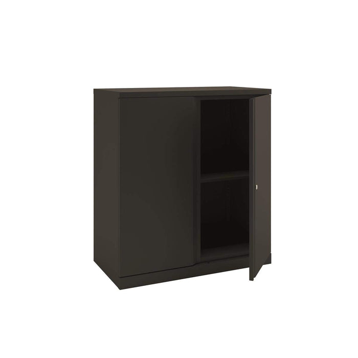 Best Value Bisley Two Door Steel Storage Cupboard Low 1000mm Cupboard with Shelf Black 158423