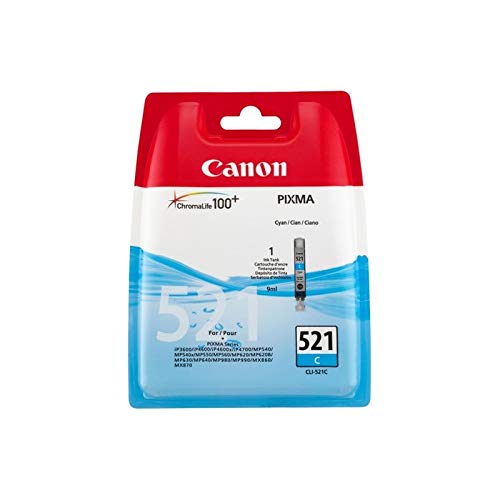 Canon CLI-521 C - 2934B009 - 1 x Cyan - Blister with security - Ink tank - For PIXMA iP3600,iP4700,MP540,MP550,MP560,MP620,MP630,MP640,MP980,MP990,MX860,MX870
