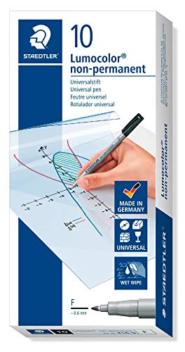 Best Value Staedtler Lumocolor Pen Non-permanent Pen 316-9 Fine 0.6mm Line - Black (Pack of 10)
