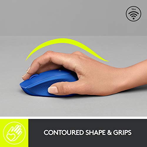 Logitech M280 - Mouse - right-handed - optical - 3 buttons - wireless - 2.4 GHz - USB wireless receiver - blue