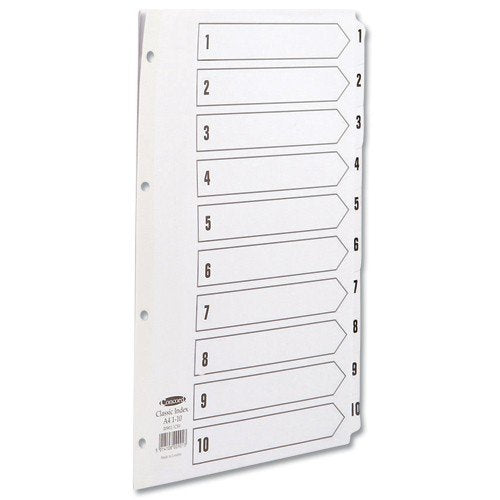 Best Value Concord Classic Index Mylar-reinforced Punched 4 Holes 1-10 A4 White Ref 00901/CS9