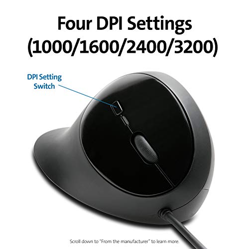 Kensington Pro Fit Ergo - Mouse - ergonomic - 5 buttons - wired - USB - black - retail
