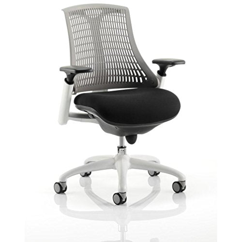 Flex Task Operator Chair White Frame Fabric Seat Grey Back With Arms OP000060