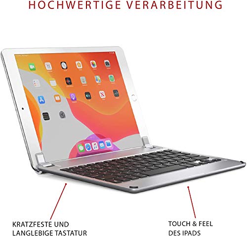 Brydge 10.2 Inches QWERTY Italian Bluetooth Wireless Keyboard for Apple iPad 7th Generation 2019 Durable Aluminium Body Backlit Keys Silver
