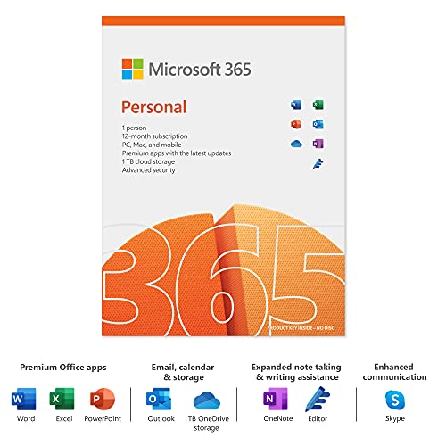 Microsoft 365 Personal - Box pack (1 year) - 1 person - medialess, P8 - Win, Mac, Android, iOS - English - Eurozone