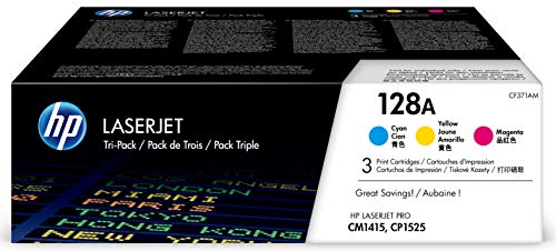 Best Value HP CF371AM 128A Original LaserJet Toner Cartridges, Cyan/Magenta/Yellow, Pack of 3