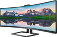 Philips Brilliance P-line 499P9H - LED monitor - curved - 49" (48.8" viewable) - 5120 x 1440 Dual Quad HD @ 60 Hz - VA - 450 cd/m - 3000:1 - DisplayHDR 400 - 5 ms - 2xHDMI, DisplayPort, USB-C - speakers - textured black