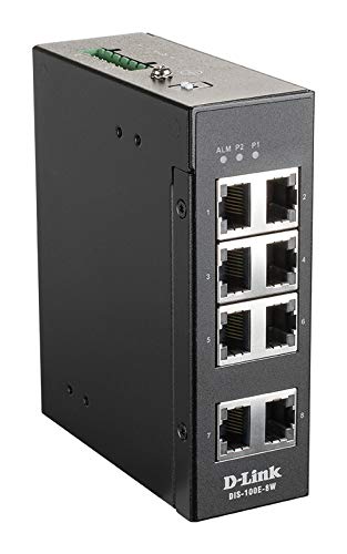 D-Link DIS 100E-8W - Switch - unmanaged - 8 x 10/100 - DIN rail mountable, wall-mountable - DC power