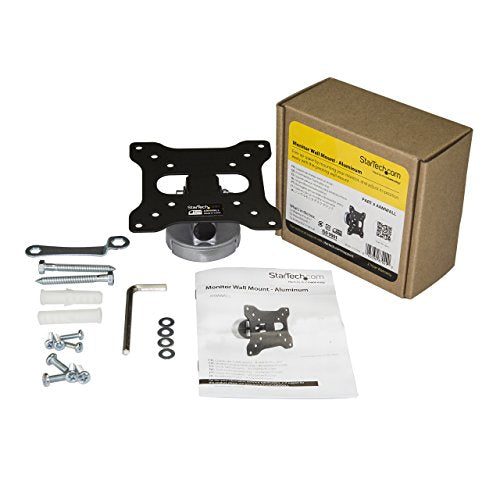 StarTech.com Monitor Wall Mount - Fixed - Supports Monitors 13 to 34 - VESA Monitor Wall Mount Bracket - Aluminum - Black & Silver (ARMWALL)