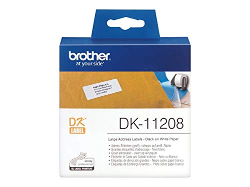 Brother DK-11208 - Black on white - 400) address labels - for Brother QL-1050, 1060, 500, 550, 560, 570, 580, 600, 650, 700, 710, 720, 820
