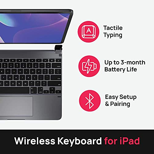 Brydge Pro Plus 12.9 Inch QWERTY English Bluetooth Wireless Keyboard for Apple iPad Pro Backlit Keys Integrated Trackpad Space Grey