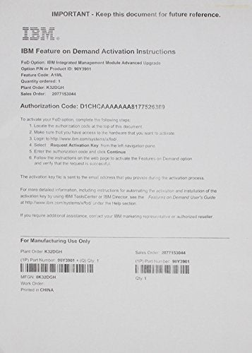 Lenovo Integrated Management Module II Advanced Upgrade - Feature-on-Demand (FoD) / activation key - for System x3100 M4, x3100 M5, x3250 M4, x3250 M5, x3250 M6, x35XX M4, x36XX M4