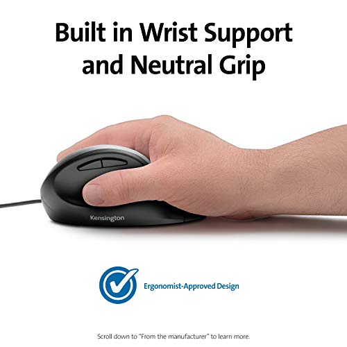 Kensington Pro Fit Ergo - Mouse - ergonomic - 5 buttons - wired - USB - black - retail
