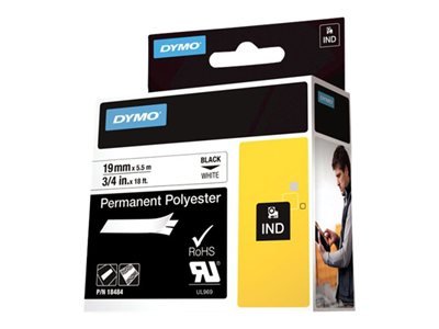 Dymo Rhino Tape Permanent Polyester 19mm Black on white 18484