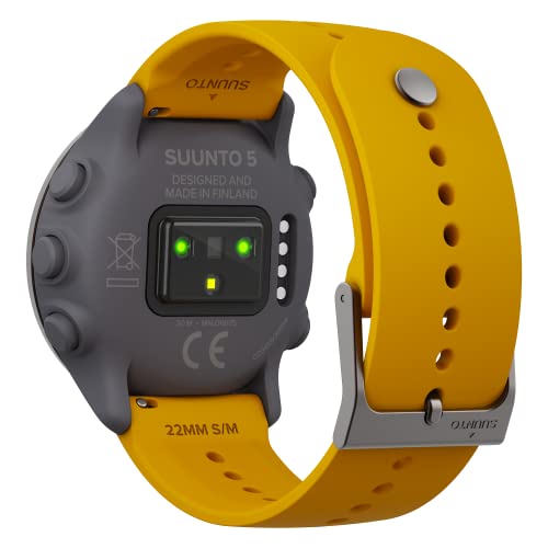 Suunto 5 Peak - 43 mm - grey - sport watch with strap - silicone - yellow - wrist size: 120-200 mm - display 1.1" - Bluetooth - 39 g - ochre