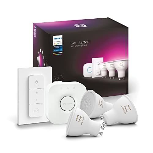Philips Hue White and Color Ambiance Starter Kit - Wireless lighting set - LED light bulb x 3 - GU10 - 4.3 W (equivalent 35 W) - class G - warm to cool white light - 2000-6500 K
