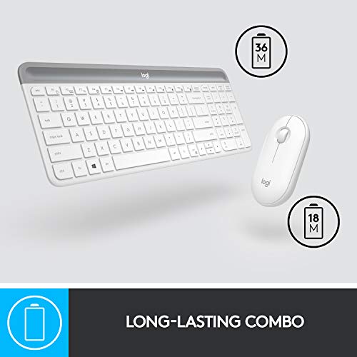 Logitech Slim Wireless Combo MK470 - Keyboard and mouse set - wireless - 2.4 GHz - QWERTY - UK - off-white