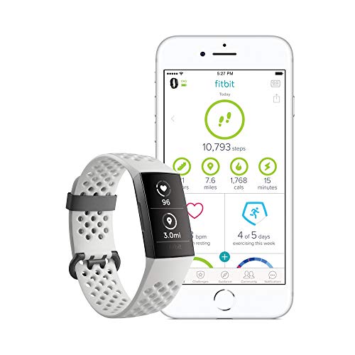 Fitbit Charge 3 - Special Edition - graphite - activity tracker with sport band - white frost - monochrome - Bluetooth - 30 g