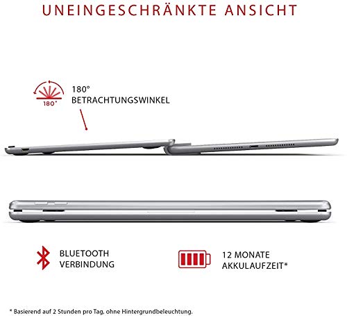 Brydge 10.2 Inches QWERTY Italian Bluetooth Wireless Keyboard for Apple iPad 7th Generation 2019 Durable Aluminium Body Backlit Keys Silver