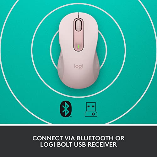 Logitech Signature M650 RF Wireless Bluetooth Optical 5 Buttons 2000 DPI Mouse Rose Pink