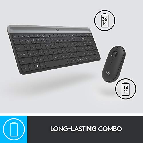 Logitech Slim Wireless Combo MK470 - Keyboard and mouse set - wireless - 2.4 GHz - QWERTY - UK - graphite