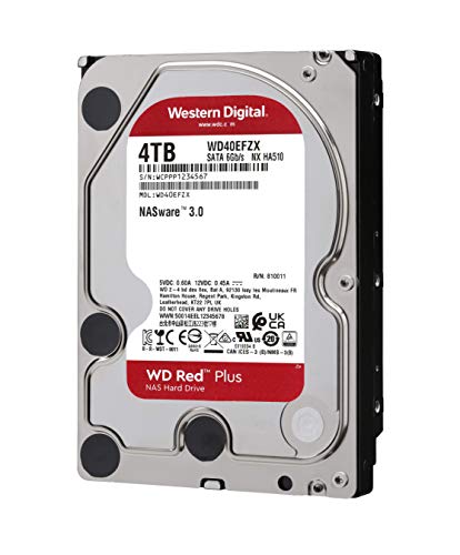 WD Red Plus NAS Hard Drive WD40EFZX - Hard drive - 4 TB - internal - 3.5" - SATA 6Gb/s - 5400 rpm - buffer: 128 MB