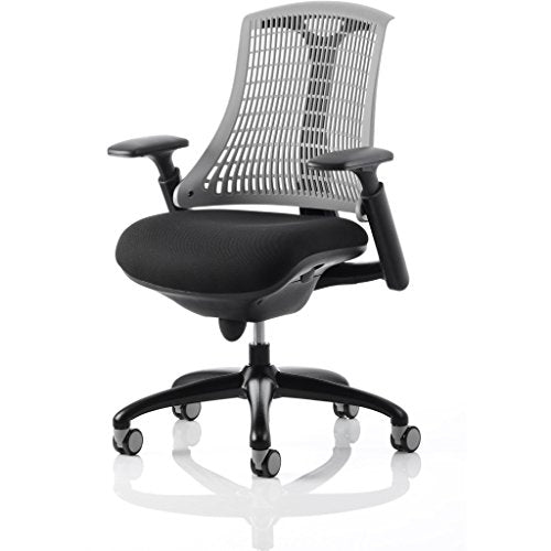 Flex Task Operator Chair Black Frame Black Fabric Seat Grey Back With Arms OP000047