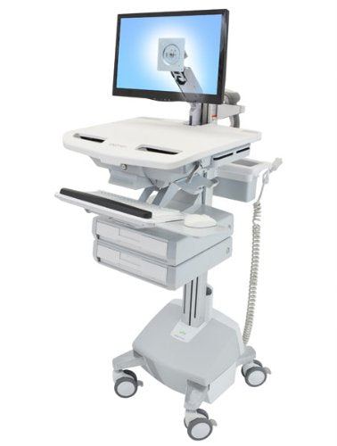 Ergotron StyleView - Cart for LCD display / keyboard / mouse / CPU / notebook / barcode scanner (open architecture) - medical - aluminium, zinc-plated steel, high-grade plastic - grey, white, polished aluminium - screen size: up to 24" - output: AC 230 V - 40 Ah - lithium