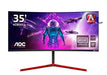 AOC Gaming AG353UCG - AGON Series - LED monitor - curved - 35" - 3440 x 1440 WQHD @ 200 Hz - 1000 cd/m - 2500:1 - DisplayHDR 1000 - 2 ms - HDMI, 2xDisplayPort - speakers - black, red
