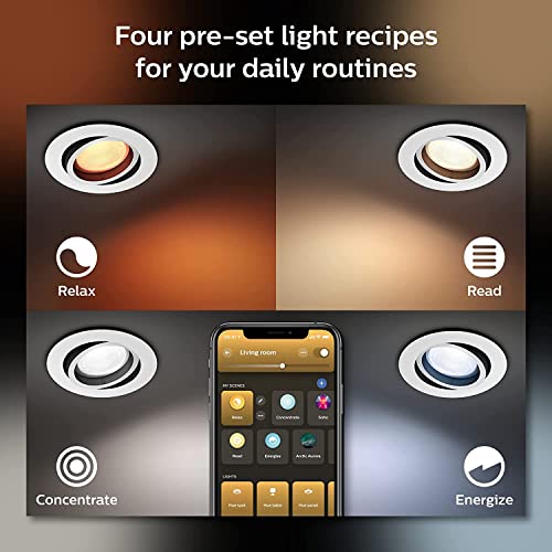 Philips Hue White and Color Ambiance Centura - Recessed spot light - LED spot light bulb - GU10 - 5.7 W - 16 million colours/warm white to cold white light - 2000-6500 K - white (pack of 3)