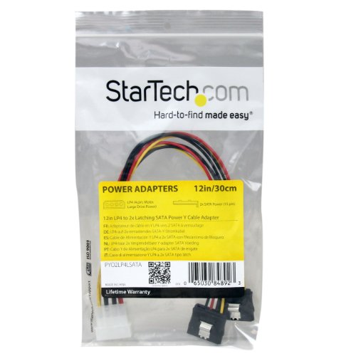 StarTech 12in LP4 to 2x Latching SATA Power Y Cab