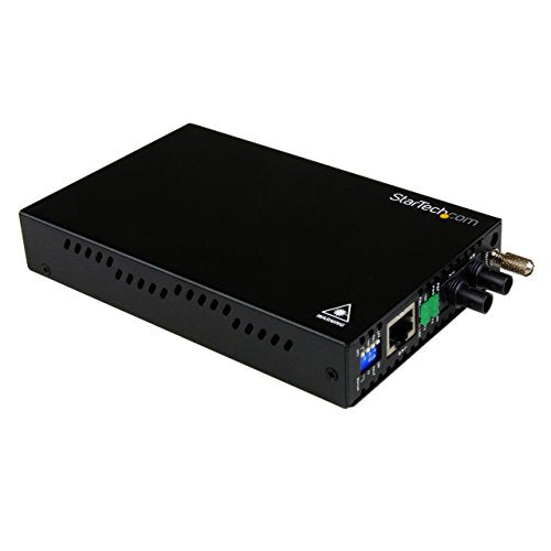 StarTech.com 10/100 Mbps Ethernet to Fiber Optic Media Converter - Steel - Chassis Mount - ST Multimode - 1310nm - 2km (ET90110ST2) ,Black,ST 2 Km