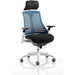 Flex Chair White Frame Blue Back With Headrest KC0092