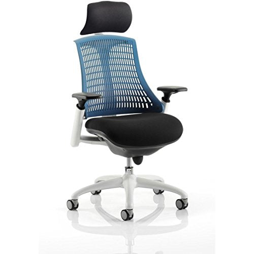 Flex Chair White Frame Blue Back With Headrest KC0092