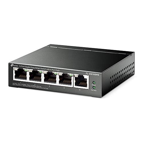 TP-Link Easy Smart TL-SG105PE - Switch - Managed - 5 x 10/100/1000 (4 PoE+) - desktop - PoE+ (65 W)