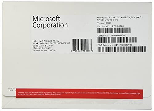 Microsoft Windows Server 2022 Standard - Licence - 16 cores - DVD - 64-bit - UK English