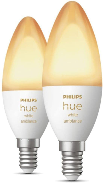 Philips Hue White ambiance - LED light bulb - shape: B39 - E14 - 4 W (equivalent 25 W) - class G - warm to cool white light - 2200-6500 K (pack of 2)