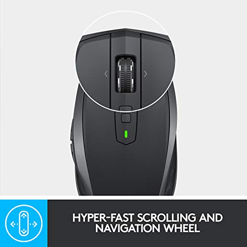 Logitech MX Anywhere 2S - Mouse - laser - 7 buttons - wireless - Bluetooth, 2.4 GHz - USB wireless receiver - graphite