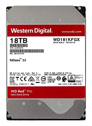 WD Red Pro NAS Hard Drive WD181KFGX - Hard drive - 18 TB - internal - 3.5" - SATA 6Gb/s - 7200 rpm - buffer: 512 MB -