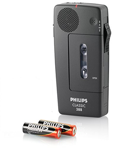 Best Value Philips LFH0388 Analogue Dictation Recorder, voice activation, internal battery recharge, slide switch operation, sensitivity switch, charcoal