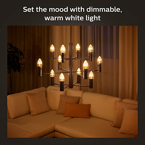Philips Hue White - LED filament light bulb - shape: candle - clear finish - E14 - 4.5 W (equivalent 28 W) - class G - soft warm white light - 2100 K