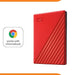 WD My Passport WDBYVG0020BRD - Hard drive - encrypted - 2 TB - external (portable) - USB 3.2 Gen 1 - 256-bit AES - red