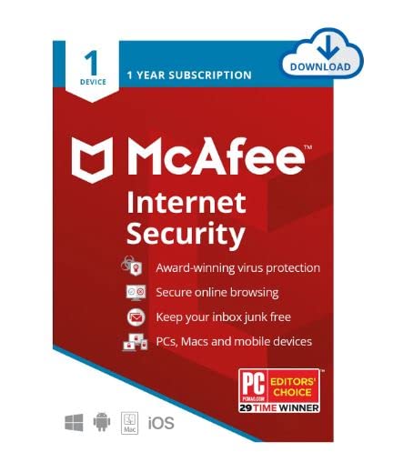 McAfee Internet Security - Subscription licence (1 year) - 1 device - Download - Win, Mac, Android, iOS - English - United Kingdom