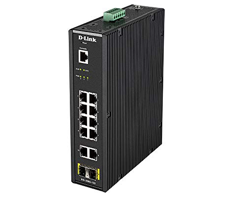 D-Link DIS 200G-12S - Switch - Managed - 10 x 10/100/1000 + 2 x SFP - DIN rail mountable, wall-mountable - AC 120/230 V / DC 46 - 54 V