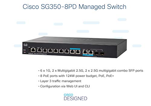 Cisco Small Business SG350-8PD - Switch - L3 - Managed - 8 x 10/100/1000 (PoE) + 2 x combo Gigabit GBIC - desktop