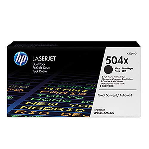 HP 504X - CE250XD - 2 x Black - Toner cartridge - High Yield - For Color LaserJet CM3530, CM3530fs, CP3525, CP3525dn, CP3525n, CP3525x, CP3527, CP3529