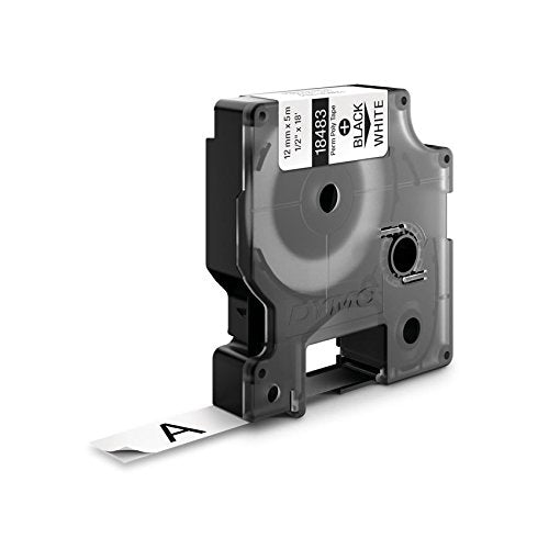 Dymo Rhino Tape Permanent Polyester 12mm Black on white 18483