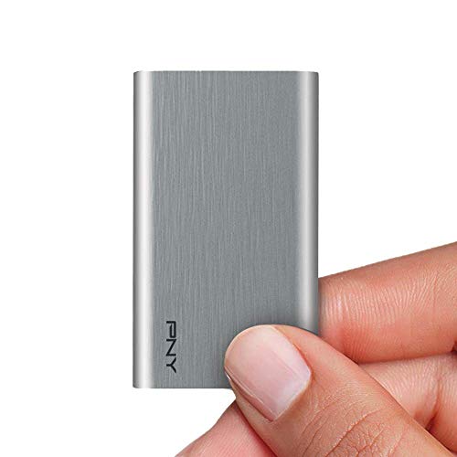 PNY ELITE - Solid state drive - 480 GB - external (portable) - USB 3.1 Gen 1 - brushed silver